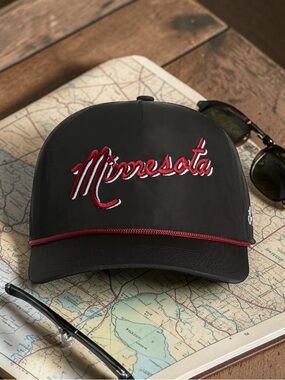 NWT Bad Birdie Minnesota Script Rope Golf Hat Black Red Snapback Adjustable